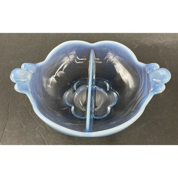 Duncan Miller Canterbury Blue Opalescent Divided Candy Nut Dish - Picture 1 of 7